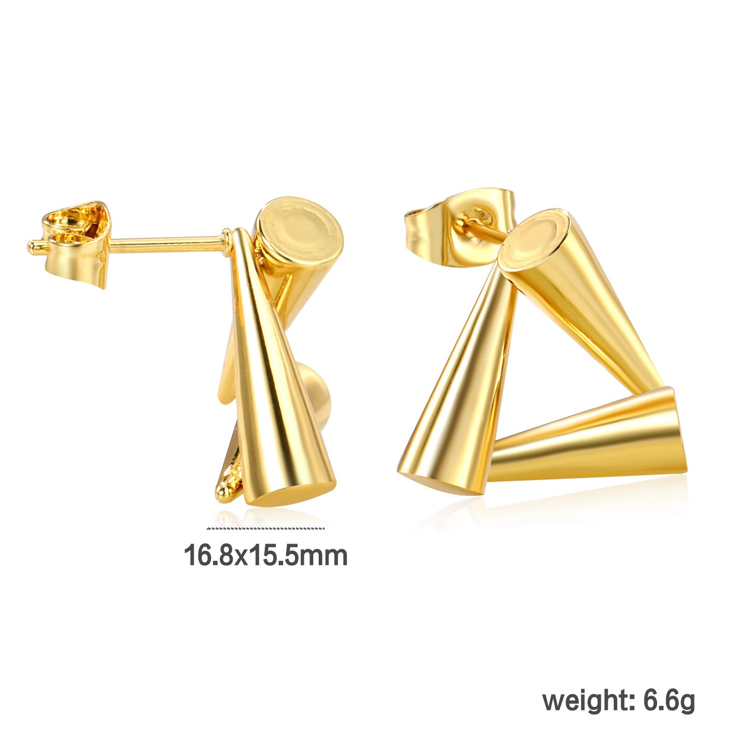 Wholesale 18k Gold-Plated Stainless Steel Stud Earrings,  Snake-Shaped Cartilage Studs
