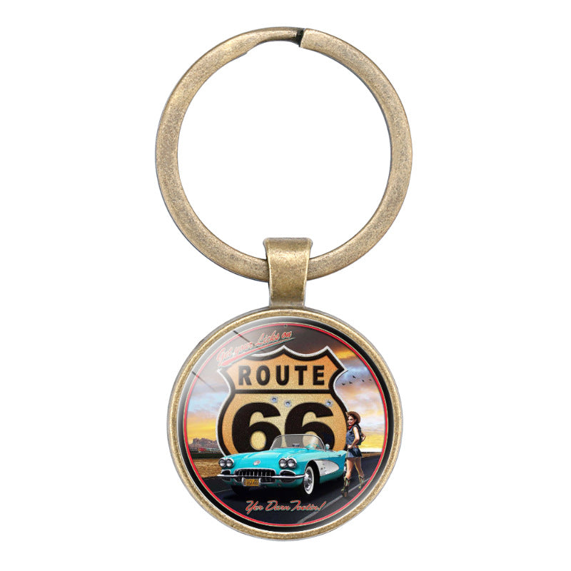 Wholesale of New Highway Flying Road Retro Alloy Keychains