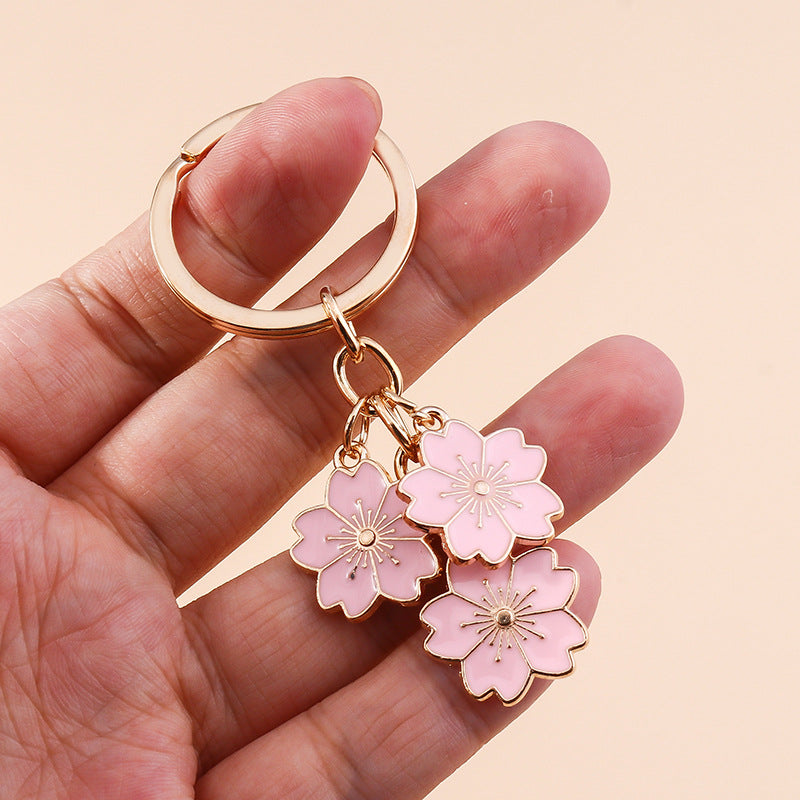 Wholesale Cherry Blossom Metal Keychain Handbag Decoration Pendant Accessories