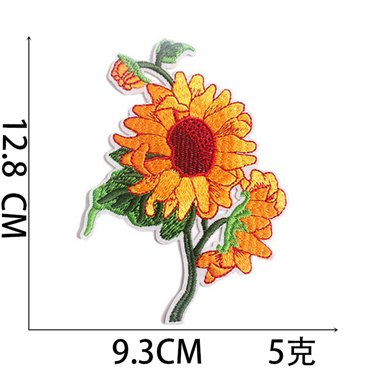 Wholesale Polyester Embroidered Sunflower Patches For Clothing DIY Fashion Accessory Trendy Resale