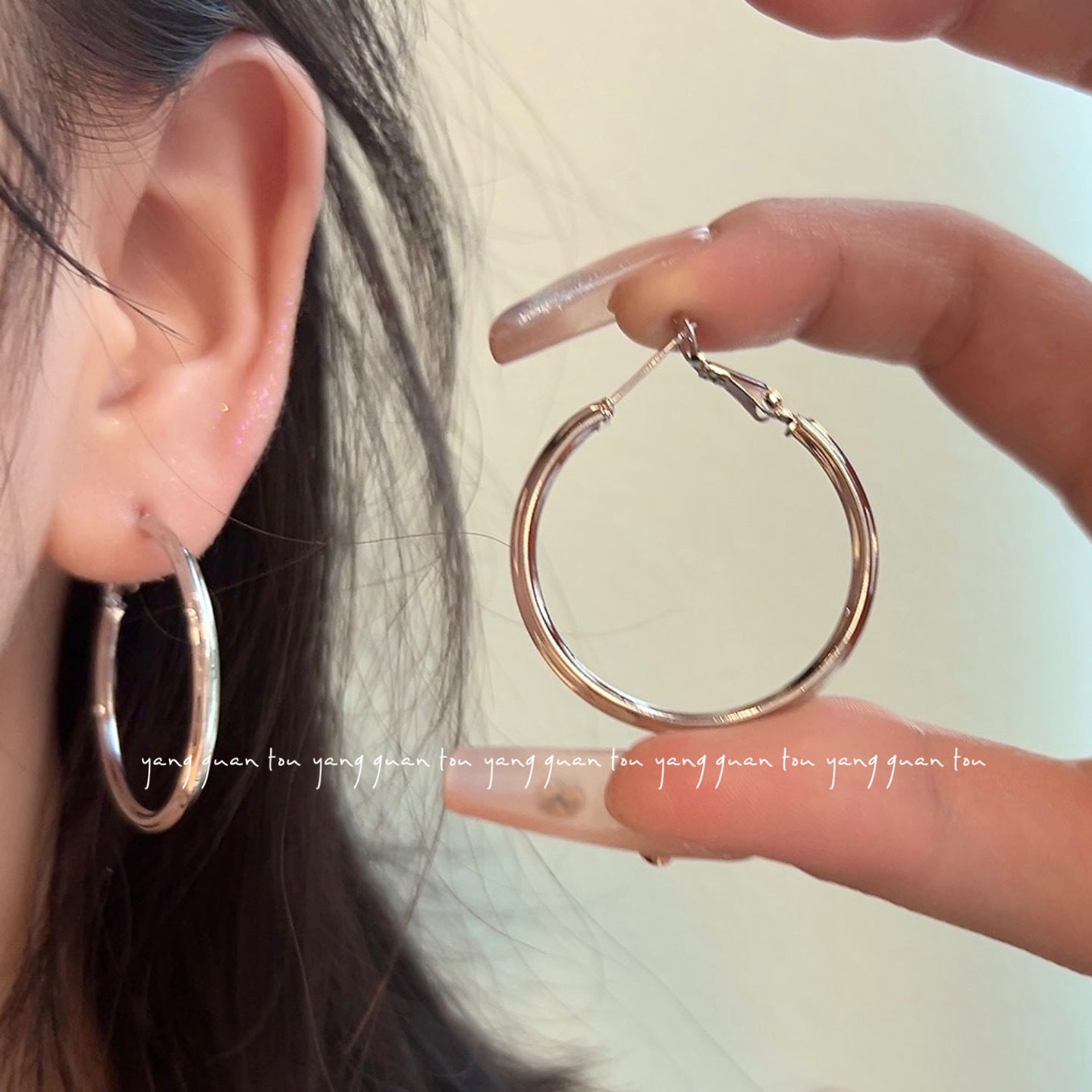Wholesale Exaggerated glossy metal circle earrings