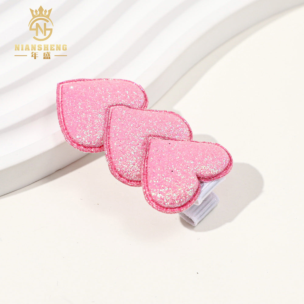Wholesale Fine powder Valentine's Day heart children's hairpin