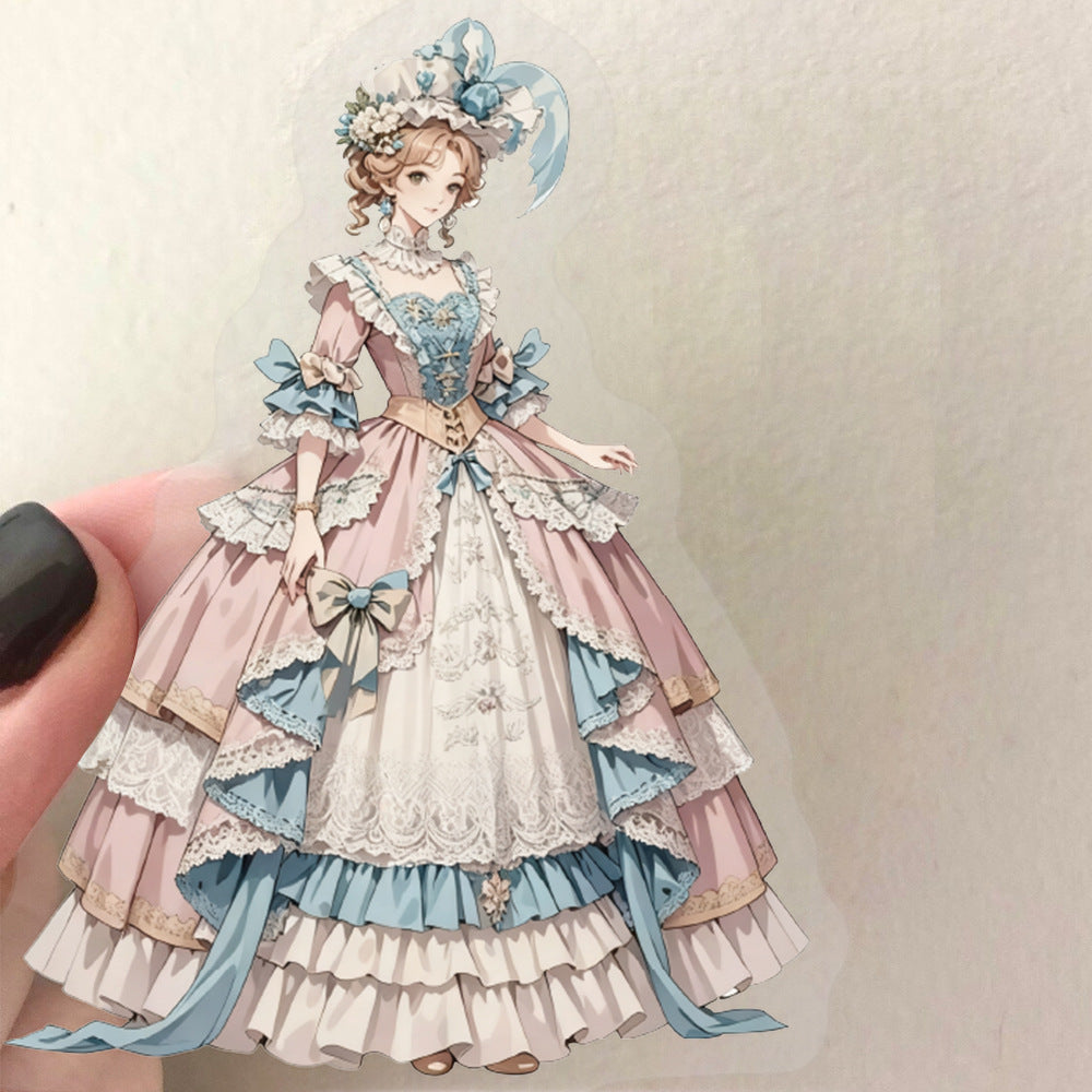 Wholesale 50pcs Transparent Cartoon Beautiful Girl Waterproof Vinyl Stickers