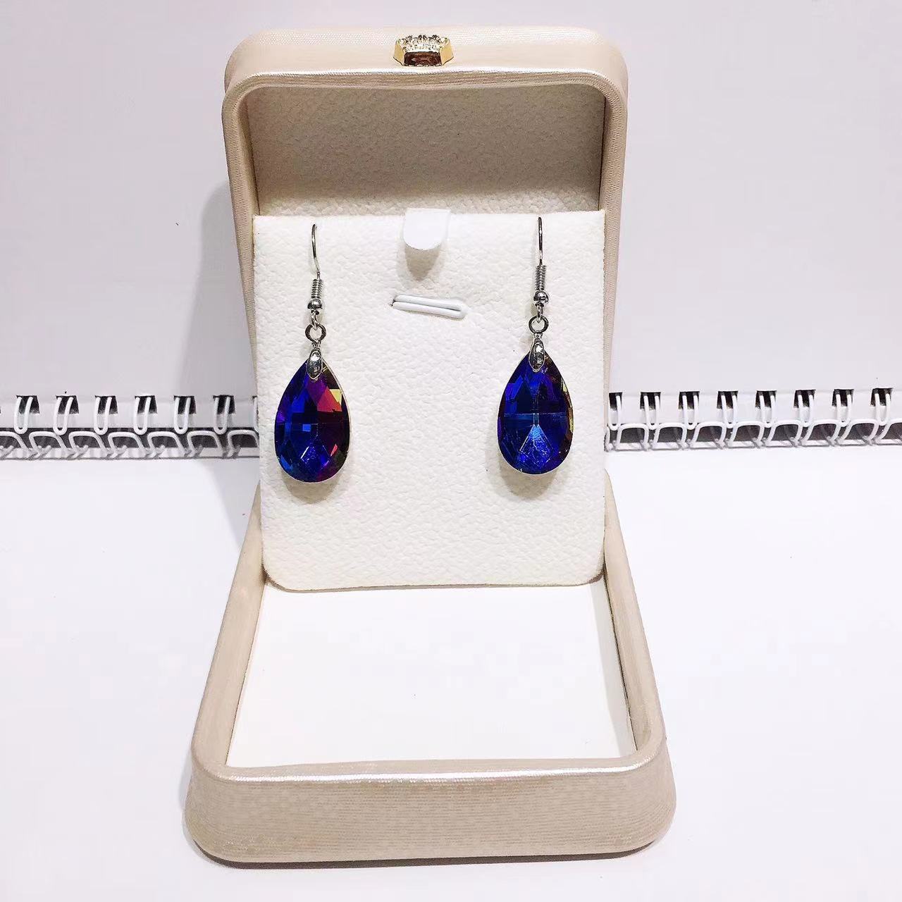Wholesale crystal glass water drop fashion net red earrings