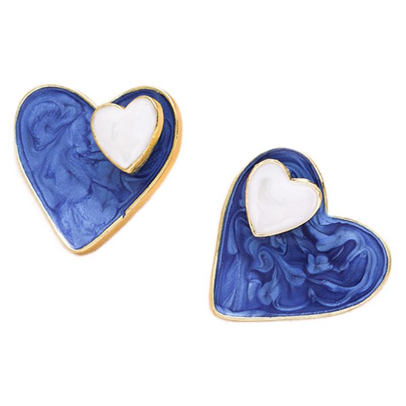 Wholesale Klein Blue Geometric Heart Earrings