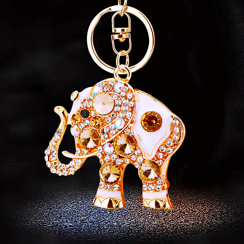Wholesale Crystal studded diamond elephant cute metal keychain