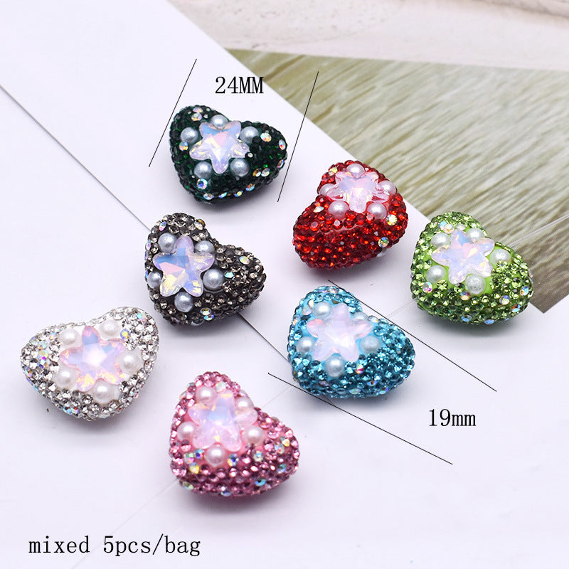 Wholesale 5pcs Clay Heavy Industry Fishtail Zircon Bear Strawberry Beads