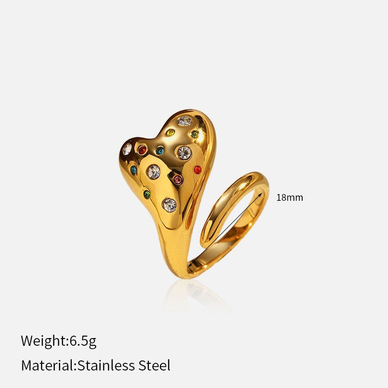 Wholesale Trendy Glossy Open Titanium Steel Ring Stainless Steel 18K Gold Plated Niche Ring