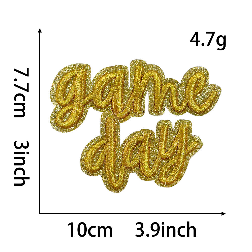 Wholesale Gameday Football Glitter Embroidered Patch 10Cm DIY Iron On Applique For et Party Craft Supply