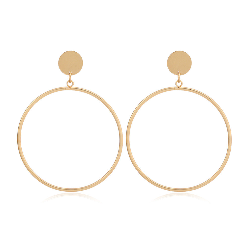Wholesale Fashion Exaggerated Alloy Geometric Electroplated Matt Gold Clip Earrings