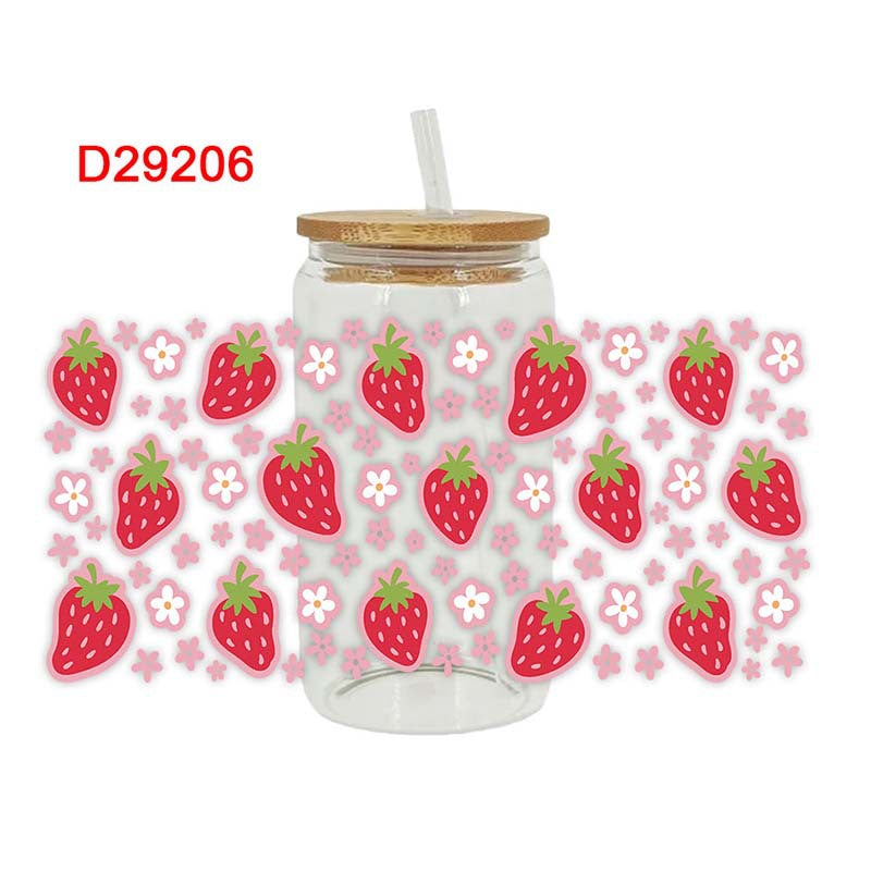 Wholesale Strawberry Cherry Fruit Series 16oz Cup UV DTF Wraps