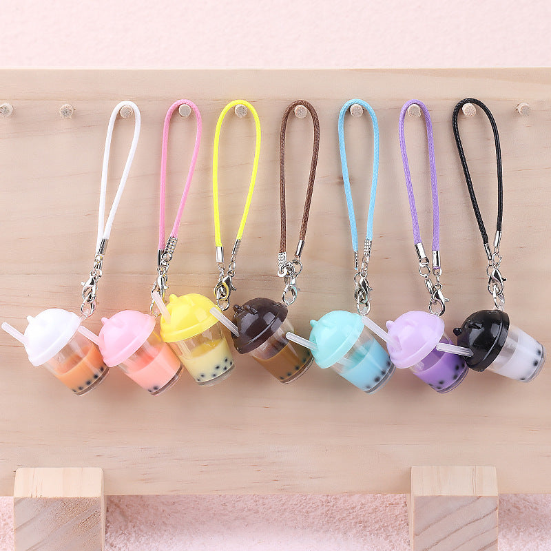 Wholesale Cat head pearl milk tea cup pendant