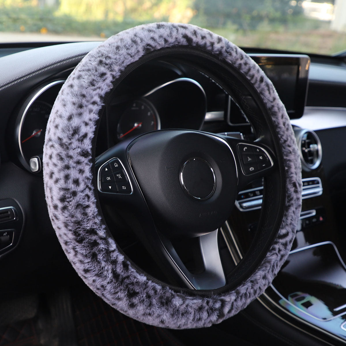 Wholesale Leopard Print Plush Elastic Band Without Inner Ring Car Steering Wheel Cover