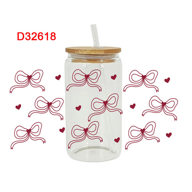Wholesale colorful bow 16oz Cup UV DTF Wraps