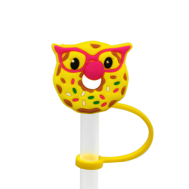 Wholesale 10pcs Donut Straw Cover Straw Cap Silicone Dust Plug