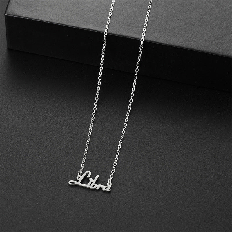 Wholesale Stainless steel twelve zodiac signs English jewelry