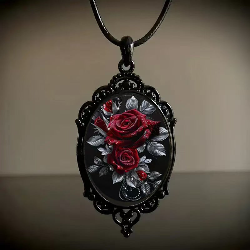 Wholesale Time Gem 18x25mm Vintage Dark Glass Necklace