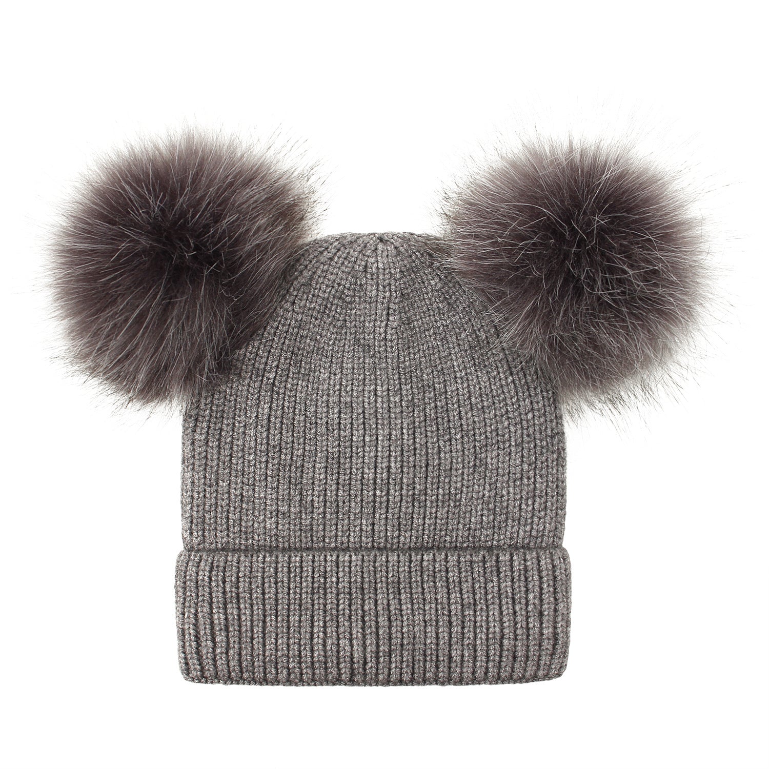 Wholesale Acrylic Double Wool Ball Cap Winter Knitted Hat