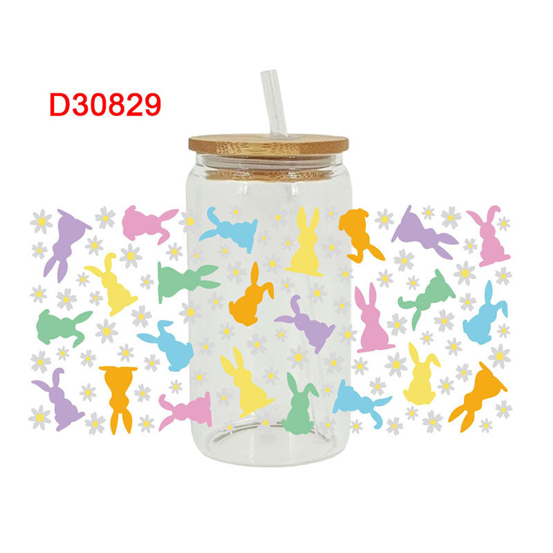 Wholesale Easter cartoon egg rabbit 16oz Cup UV DTF Wraps