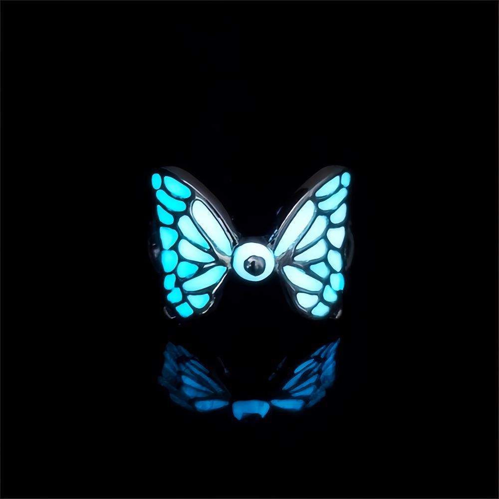 Wholesale Luminous  Distinctive Butterfly Ring Adjustable Exaggerated zinc alloy Ring