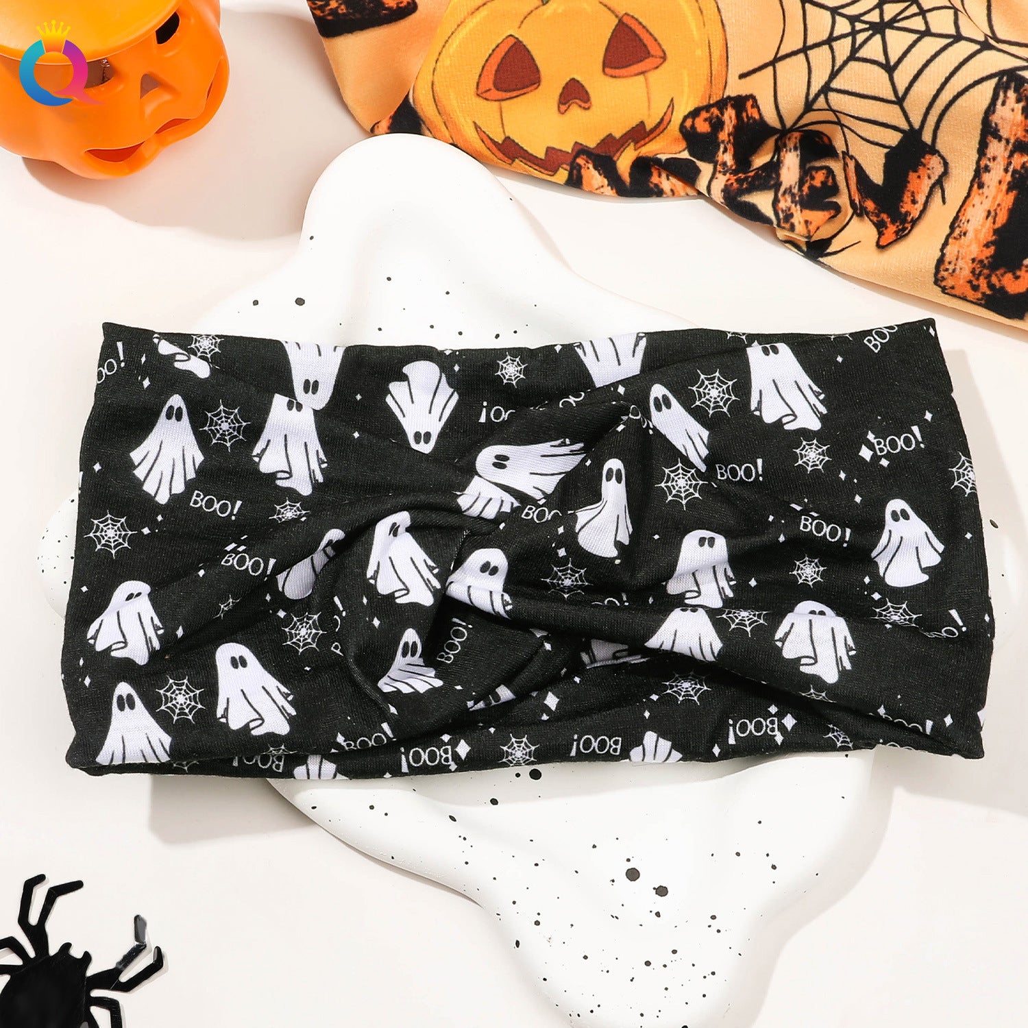 Wholesale Cross Border Halloween Skeleton Ghost Face Wash Hair Bands Scary Flat Cross Hair Ties