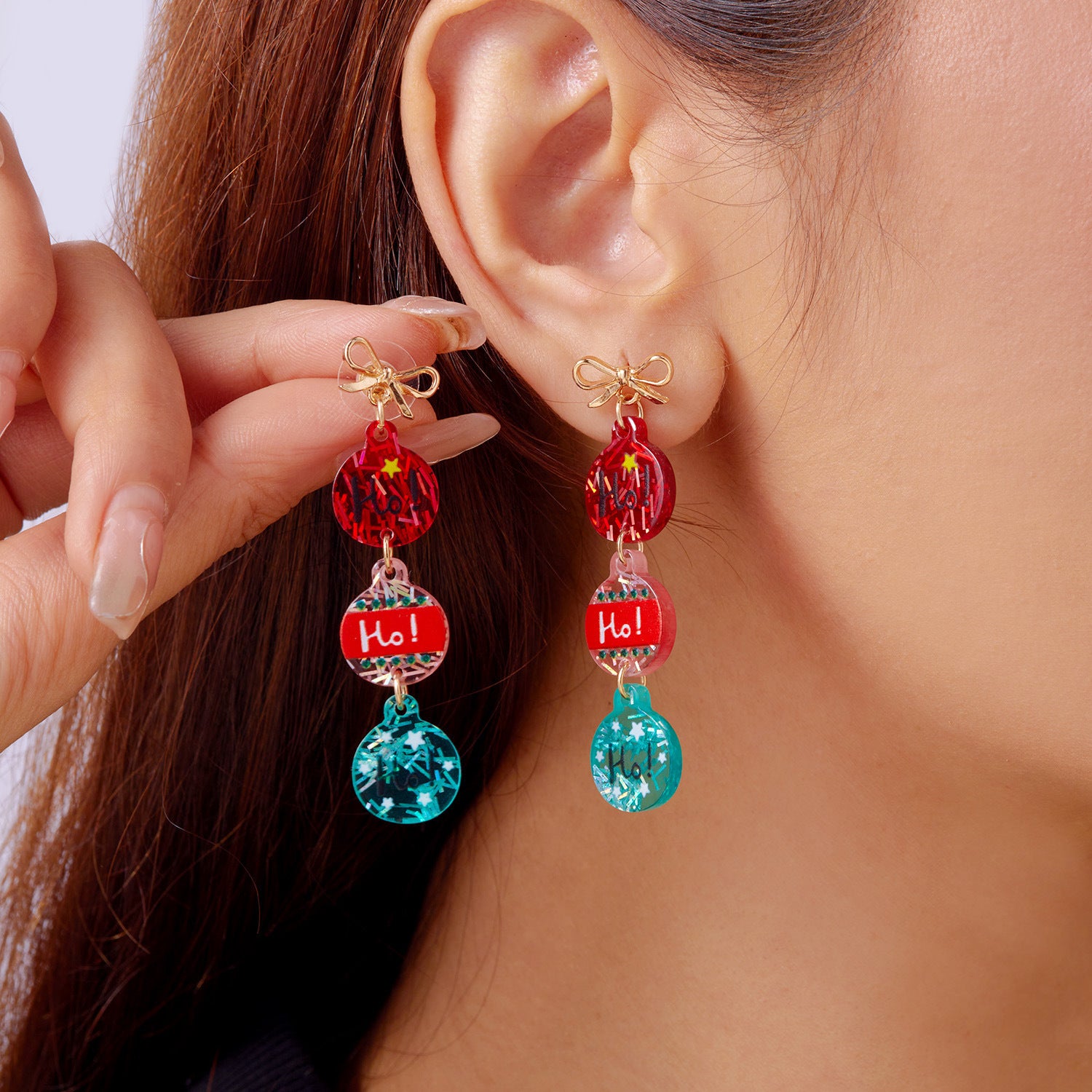 Wholesale Santa Claus Cat Christmas Series Acrylic Earrings