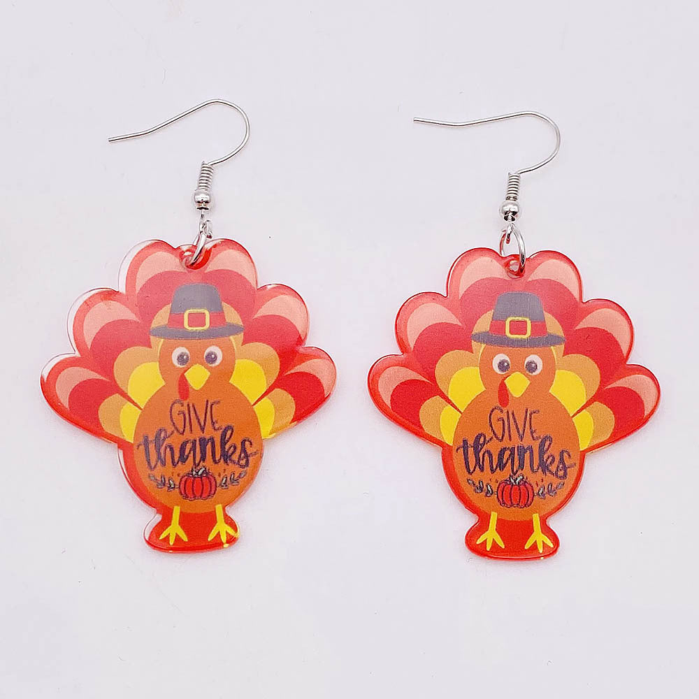 Wholesale Thanksgiving Turkey Acrylic Earrings