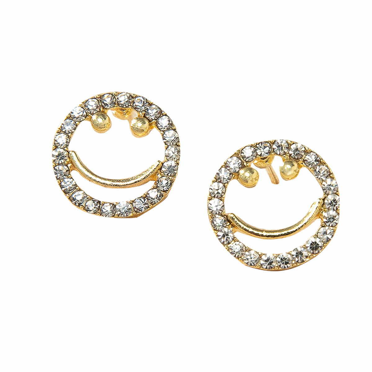 Wholesale Sparkling Rhinestone Smiley Face Earrings