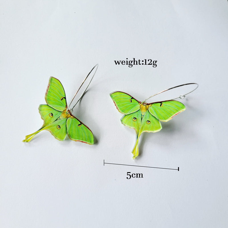 Wholesale Green Colored Skull Moon Butterfly Moth Acrylic Earrings