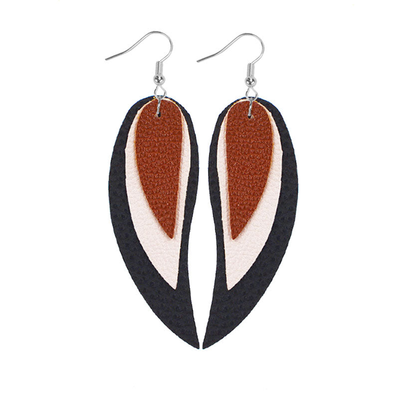 Wholesale Multi-layered Leather Earrings Symmetrical Love Earrings