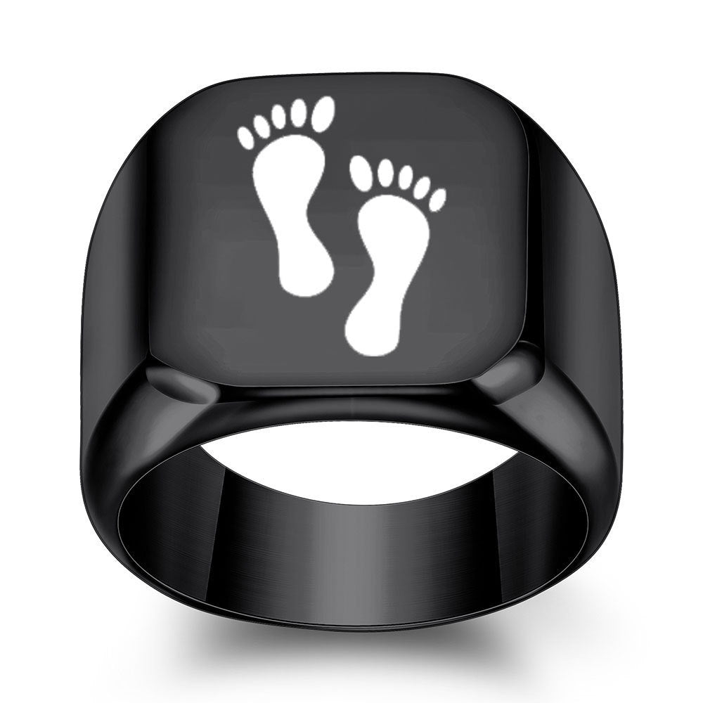 Wholesale Fashionable and simple Mother's Day gift mother and child footprints titanium steel ring