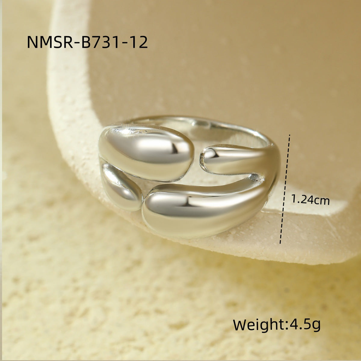 Wholesale Stainless Steel Rings with Geometric Opening Irregular Non-Fading Ring Jewelry
