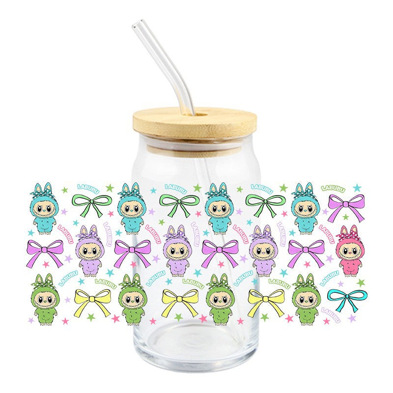 Wholesale 5pcs Colorful cute cartoon 16oz Cup UV DTF Wraps