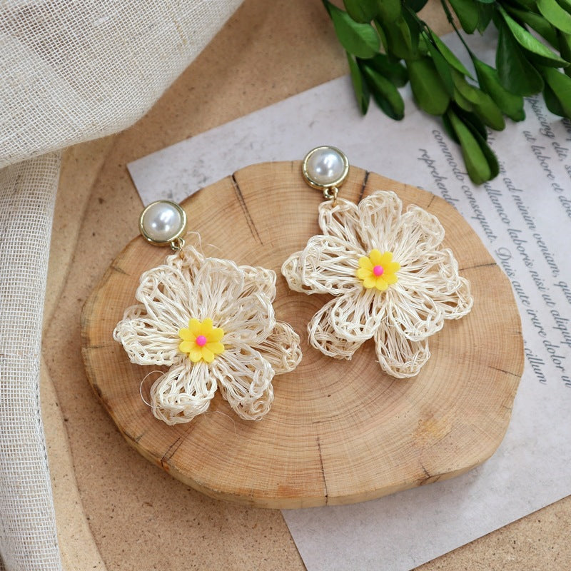 Wholesale Bohemian Leisure Holiday Rattan Earrings