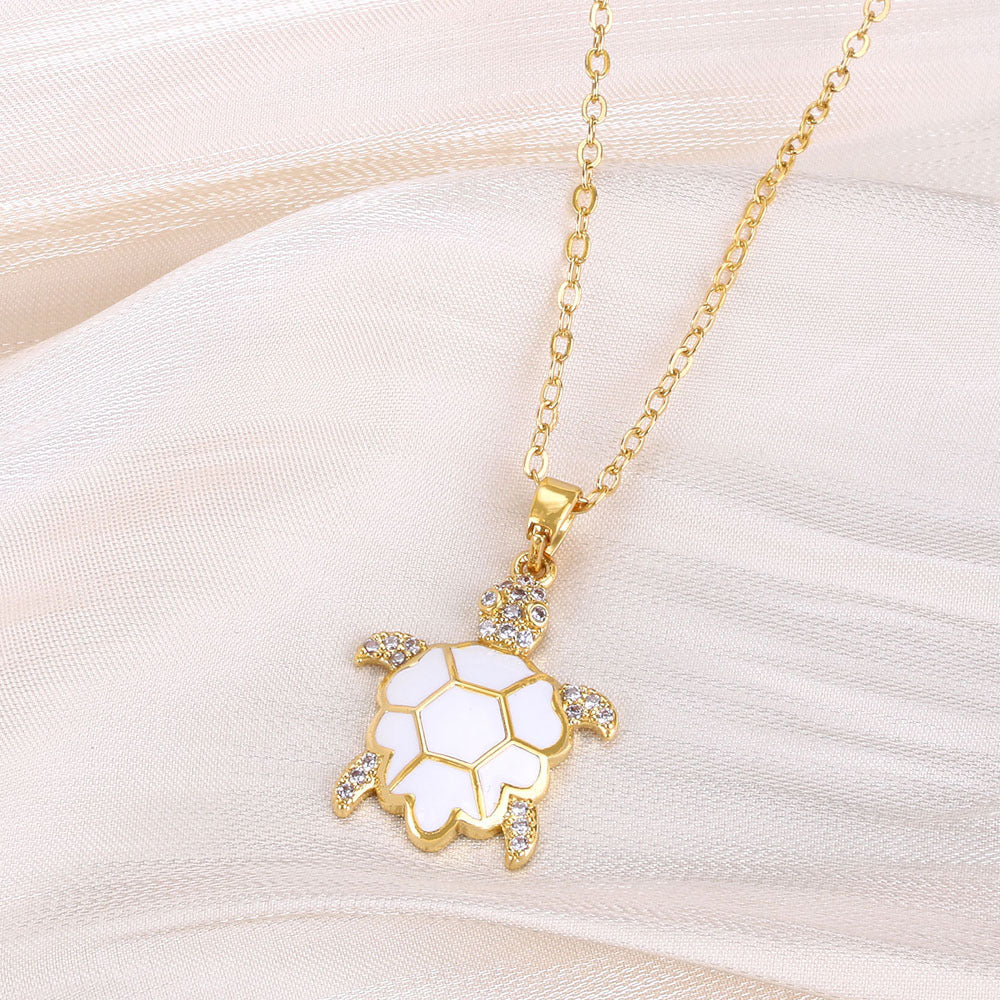 Wholesale Cute Animal Pendant Necklace Turtle Butterfly Dragonfly Design Real Gold Plated Copper Fashion Jewelry Gift