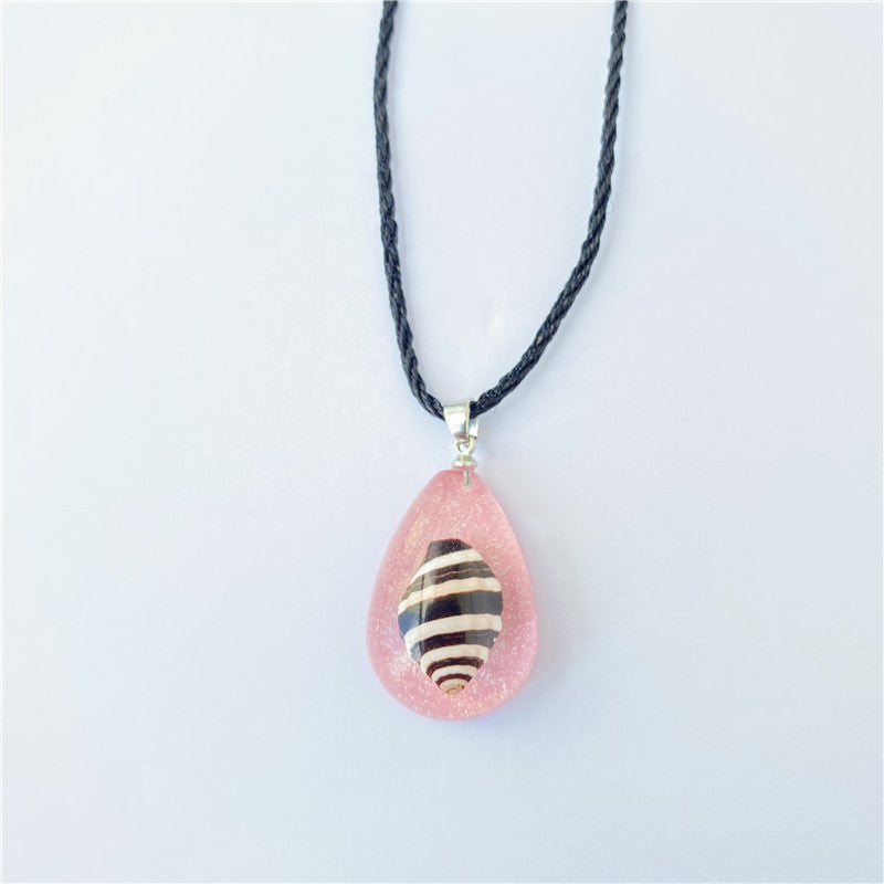 Wholesale Summer Conch Starfish Amber Pendant Necklace