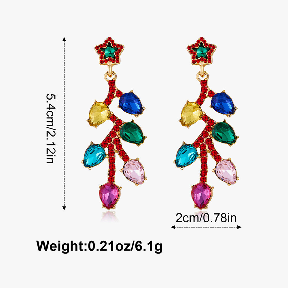 Wholesale Christmas themed wreath diamond earrings