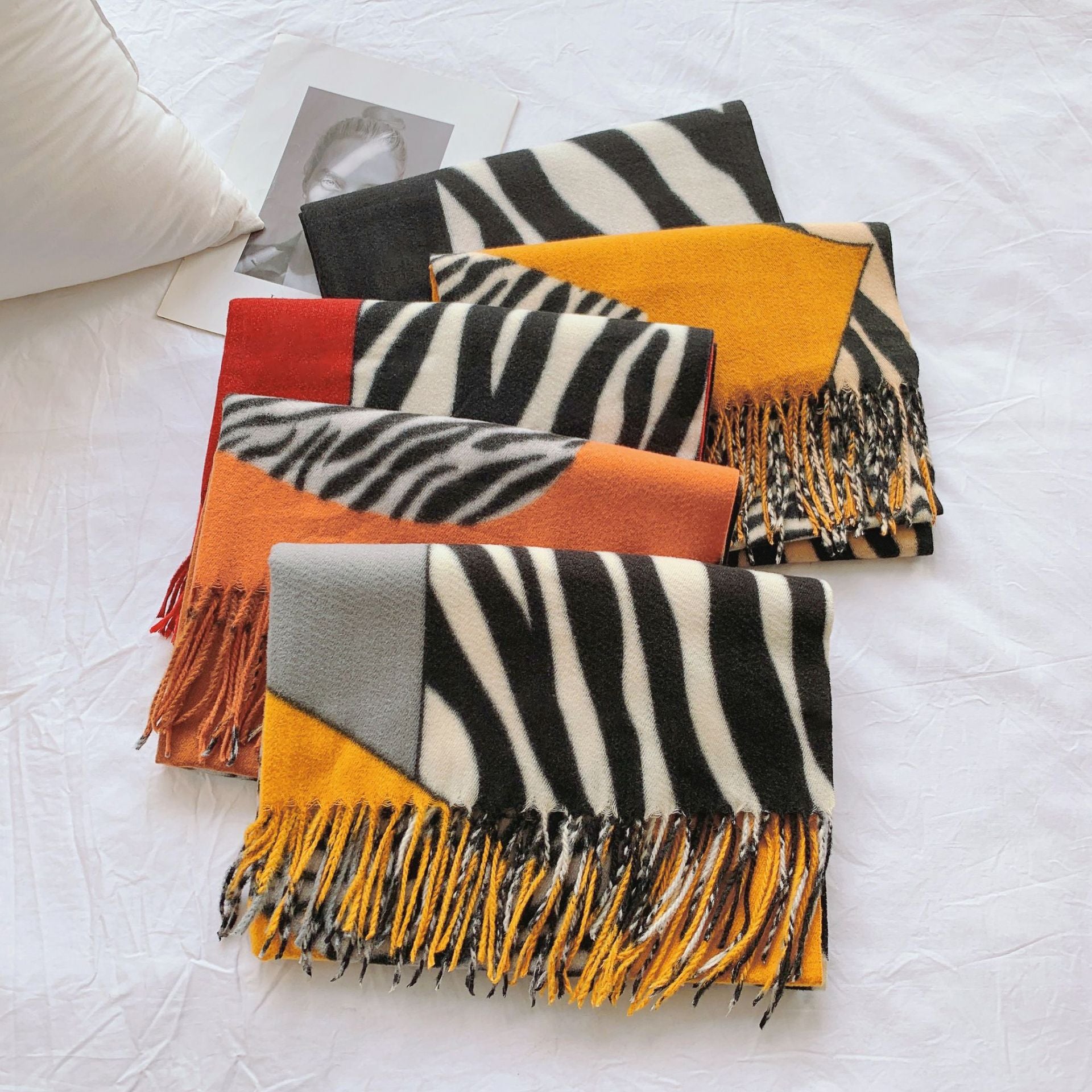 Wholesale Zebra Print Imitation Cashmere Neck Scarf Thickened Warm Scarf