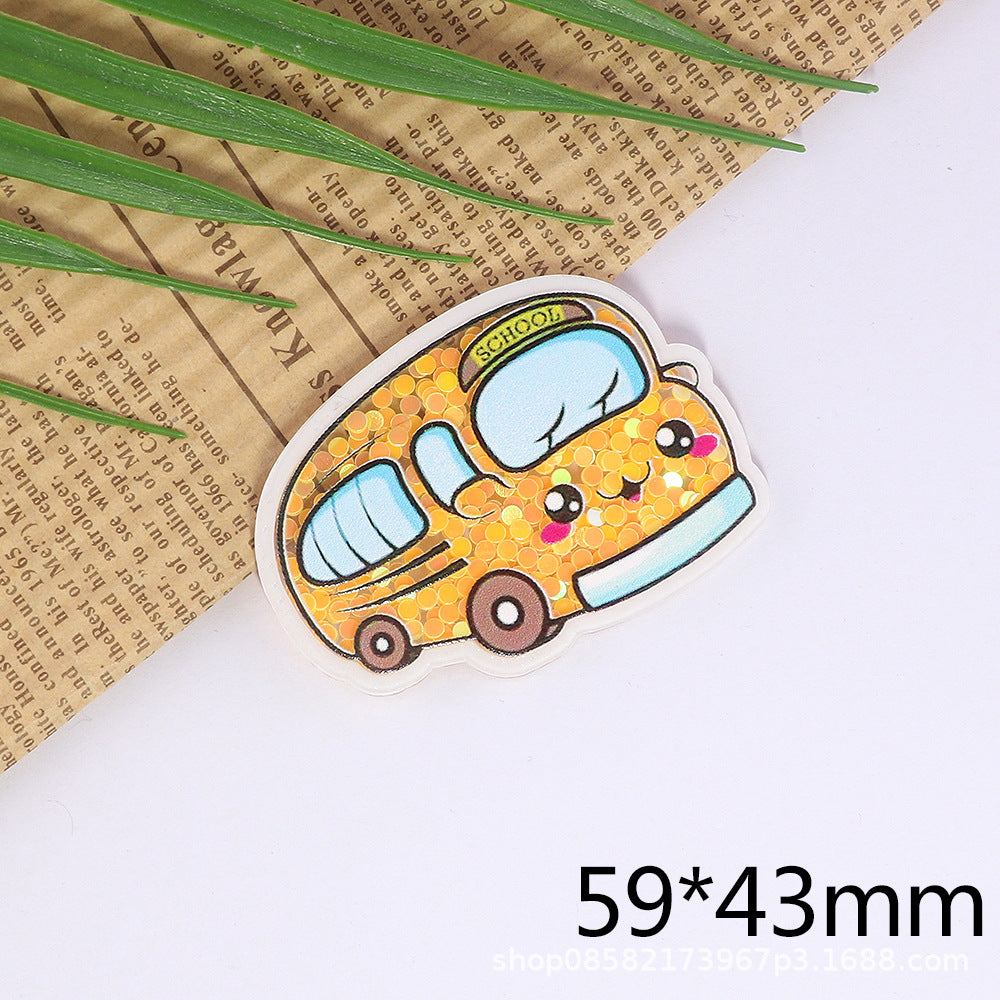 Wholesale 10pcs Quicksand Cartoon Cute Smiley Face Car DIY Accessories FlatBack