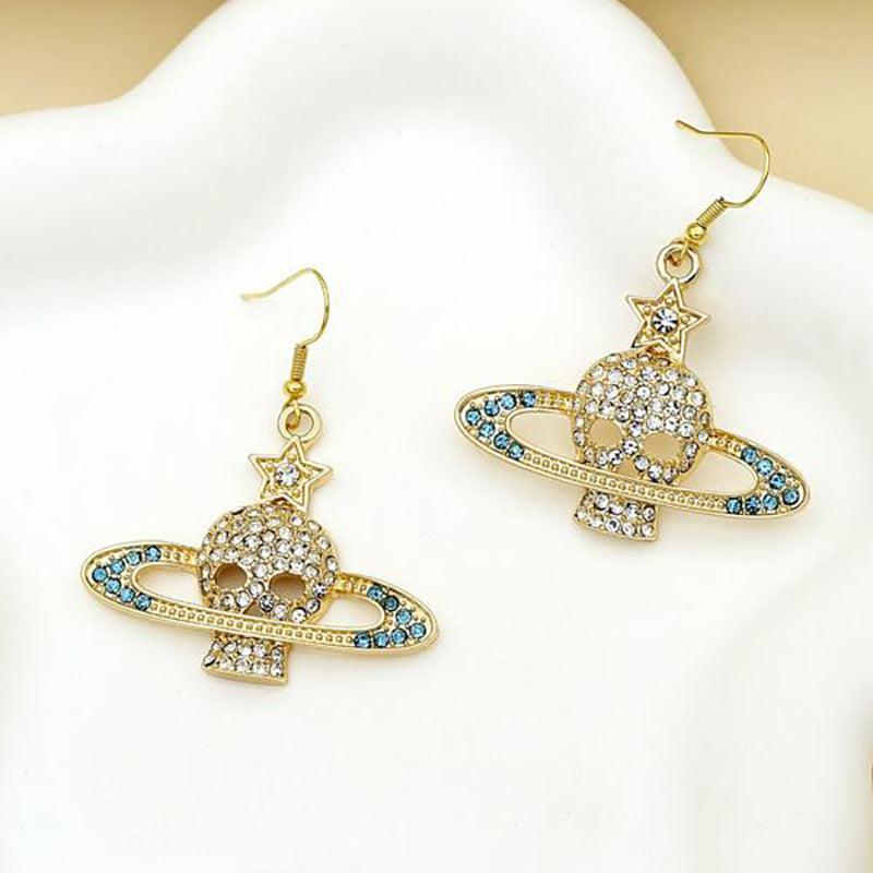 Wholesale Skull Hollow Diamond Earrings