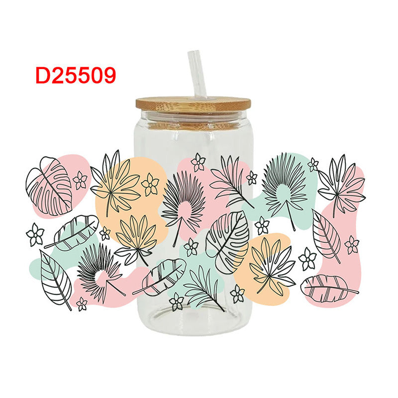 Wholesale Cartoon Fresh Floral Theme 16oz Cup UV DTF Wraps