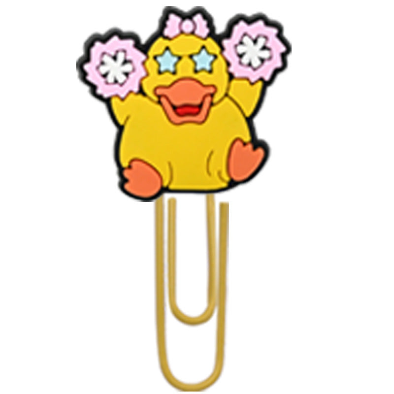 Wholesale Random 50pcs Little Yellow Duck Metal Soft Rubber Paperclip Bookmarks