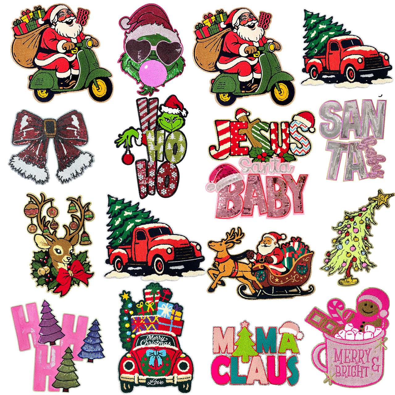 Wholesale Stylish Large Christmas  Patch With Gingerbread OH SNAP Sequin Embroidered Applique For et OLY Exclusive