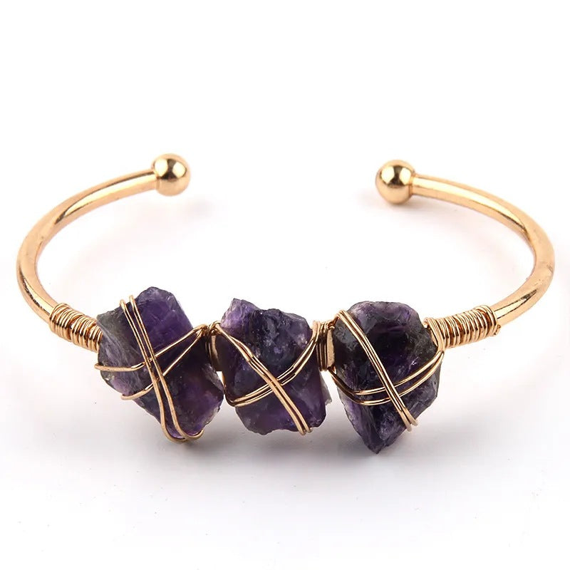 Wholesale Natural Stone Fashion Crystal Open Bracelet