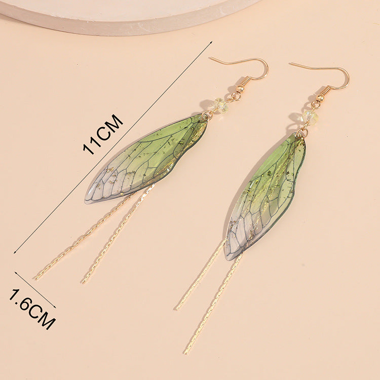 Wholesale Epoxy Butterfly Wings Gradient Color Earrings