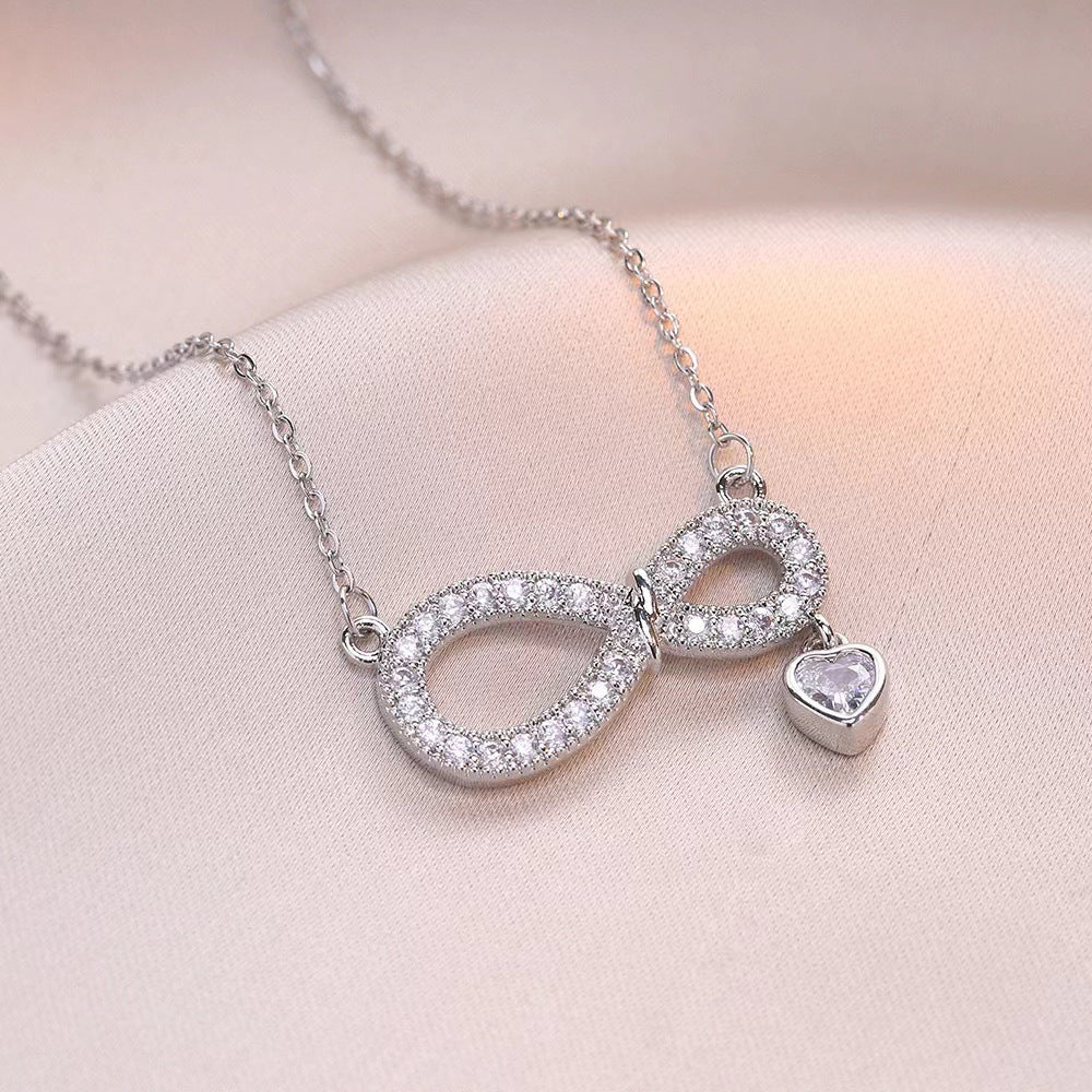 Wholesale Simple Fashion Personalized 8-shaped Love Micro-inlaid Zircon Necklace All-match Temperament Ladies Necklace Valentine's Day Gift