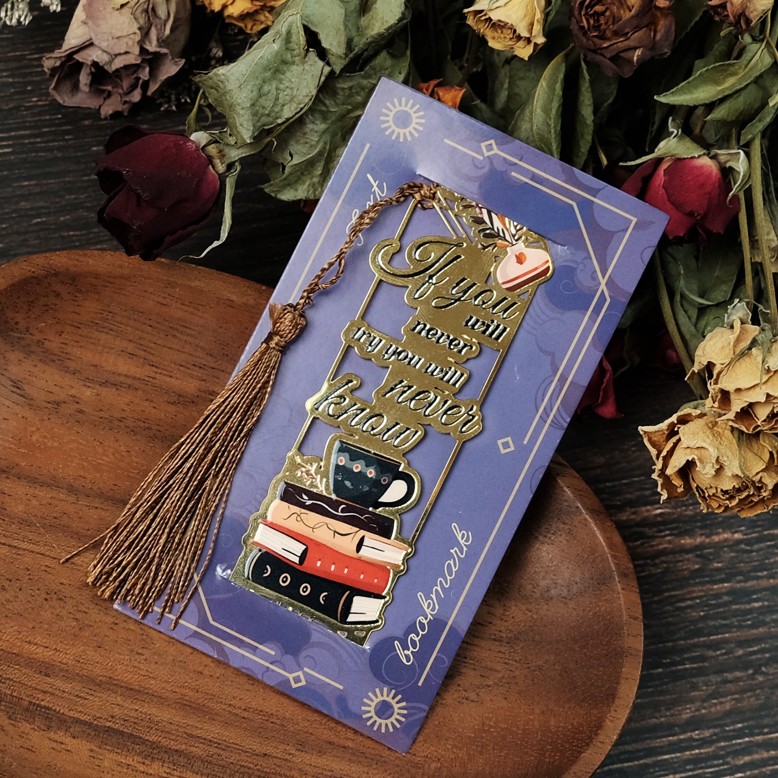 Wholesale Advanced Texture Metal Positive Energy Inspirational English Bookmark Student Exquisite Birthday Gift