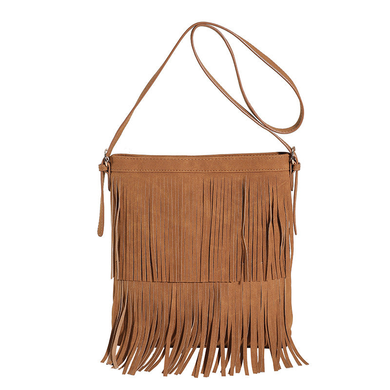 Wholesale 2023 Autumn PU Shoulder Crossbody Bag Tassel Bucket Bag