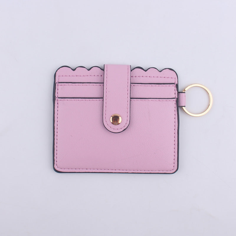 Wholesale Color Solid Color ID Case PU Leather Card Holder Keychain Coin Purse