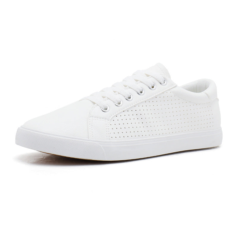 Wholesale Mesh Leather Shoes Lace-up Flat-soled Sports Student Sneakers